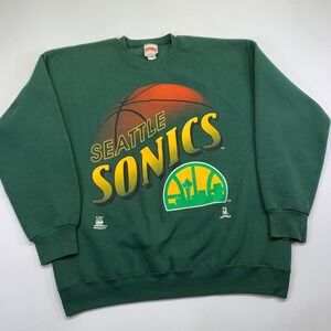 Vintage 90s Seattle Supersonics NBA Sweatshirt Mens XL Green Nutmeg Basketball
